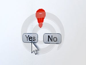 Finance concept: Light Bulb on digital computer screen