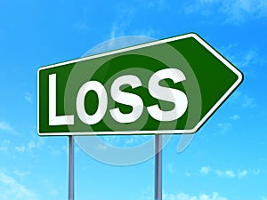 Finance concept: Loss on road sign background