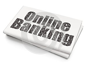 Finance concept: Online Banking on Blank Newspaper background