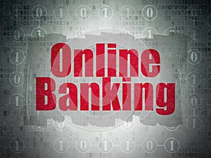 Finance concept: Online Banking on Digital Data Paper background