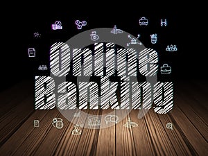 Finance concept: Online Banking in grunge dark room