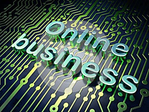 Finance concept: Online Business on circuit board background