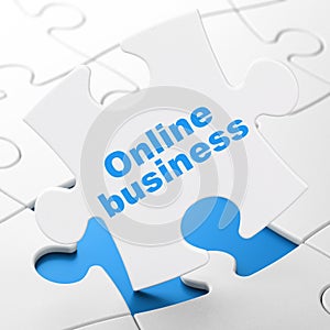 Finance concept: Online Business on puzzle background