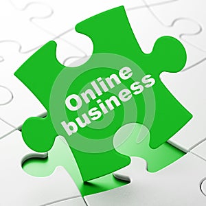 Finance concept: Online Business on puzzle background