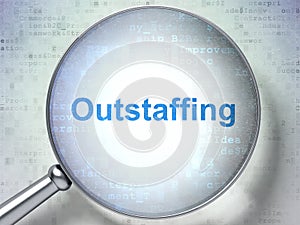 Finance concept: Outstaffing with optical glass