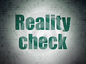 Finance concept: Reality Check on Digital Data Paper background