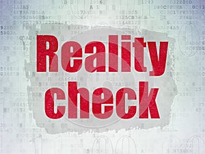 Finance concept: Reality Check on Digital Data Paper background
