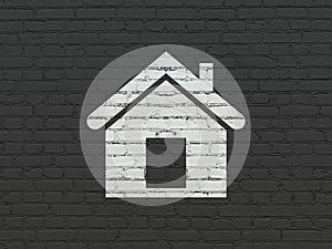 Finance concept: Home on wall background