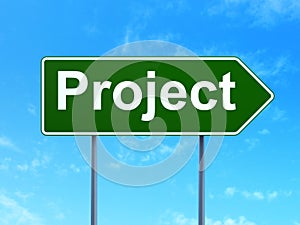 Finance concept: Project on road sign background