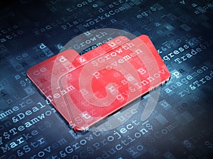 Finance concept: Red Folder on digital background