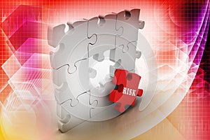 Finance concept: Risk on red puzzle piece