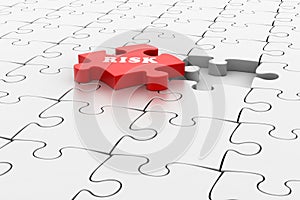 Finance concept: Risk on red puzzle piece