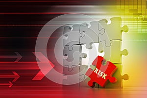 Finance concept: Risk on red puzzle piece