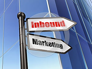 Finance concept: sign Inbound Marketing on Building background