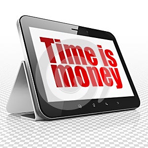 Finance concept: Tablet Computer with Time is Money on display