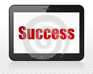 Finance concept: Tablet Pc Computer with Success on display