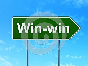 Finance concept: Win-Win on road sign background