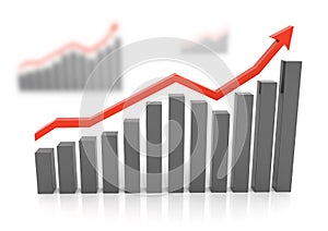 Finance Diagram with one rising red arrow