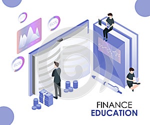 Finance Education is been given to the people regarding how to save money isometric Artwork Concept photo