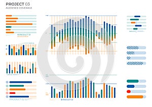 Finance elements charts in color. Vector illustration.