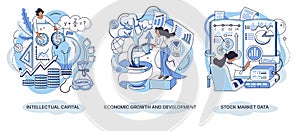 Finance and engineering graph of economics. Economic growth and development. Intellectual capital creative metaphor