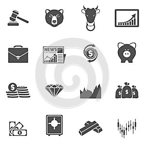 Finance exchange icons black