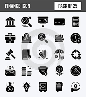 25 Finance Glyph icon pack. vector illustration