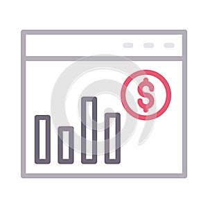Finance graph browser thin line color vector icon