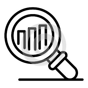 Finance graph magnifier icon, outline style