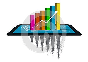 Finance Graph and shop online on Tablet Screen, Technology and Business Concept, Vector Illustration EPS 10.