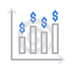 Finance graph thin line color vector icon