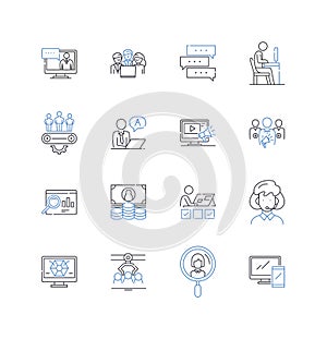 Finance group line icons collection. Investments, Stocks, Banking, Budgets, Wealth, Insurance, Taxes vector and linear