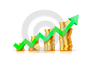 Finance growth chart arrow with gold coins