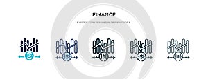 Finance icon in different style vector illustration. two colored and black finance vector icons designed in filled, outline, line