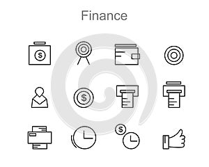 finance icon set bundle with line style vector