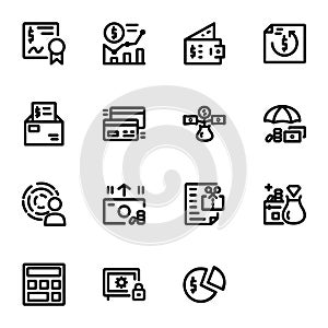 Finance icon set design line style part 1. Perfect for application, web, logo and presentation template