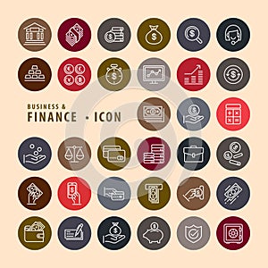 Finance icons line vector set, Circle botton Icons modern design