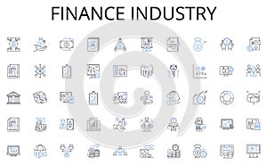 Finance industry line icons collection. Budgeting, Forecasting, Investments, Analysis, Auditing, Taxation, Cashflows