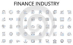 Finance industry line icons collection. Decisions, Governance, Leadership, Strategy, Accountability, Collaboration