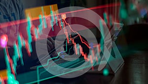 Finance and investment concept. Selective focus. Candle stick graph chart of stock market investment trading.