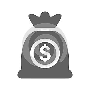 Finance, investment, gray color money bag, dollar bag icon