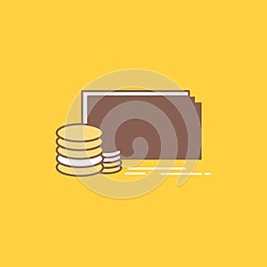 Finance, investment, payment, Money, dollar Flat Line Filled Icon. Beautiful Logo button over yellow background for UI and UX,