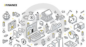 Finance Isometric Line Illustration