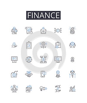 Finance line icons collection. Accounting, Economics, Investment, Banking, Capital, Revenue, Budgeting vector and linear