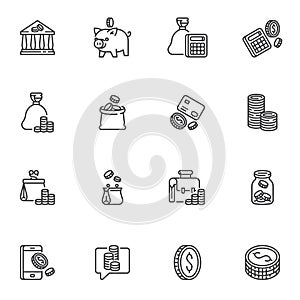 Finance line icons set