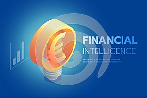 Finance Management Creative Ideas, Financial Innovation Concept, Euro money Isometric Vector Illustration.