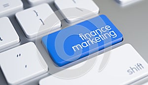 Finance Marketing - Text on the Blue Keyboard Button. 3D.