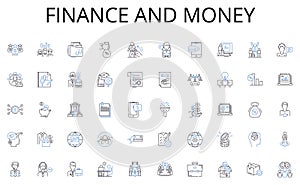 Finance and money line icons collection. Law, Attorney, Counsel, Jury, Courtroom, Litigation, Paralegal vector and