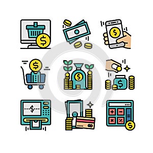 Finance and Money Shopping Online icons - Vector