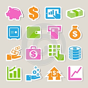 Finance and money sticker icon set.